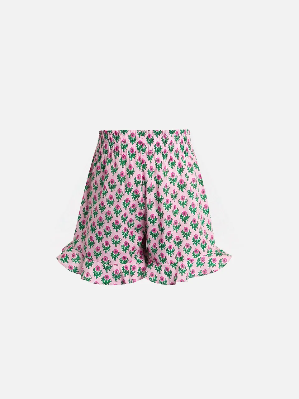 mc2-saint-barth-ander-p-pantaloncini-bambina-cotone-fiori-rosa-con-volant image 1