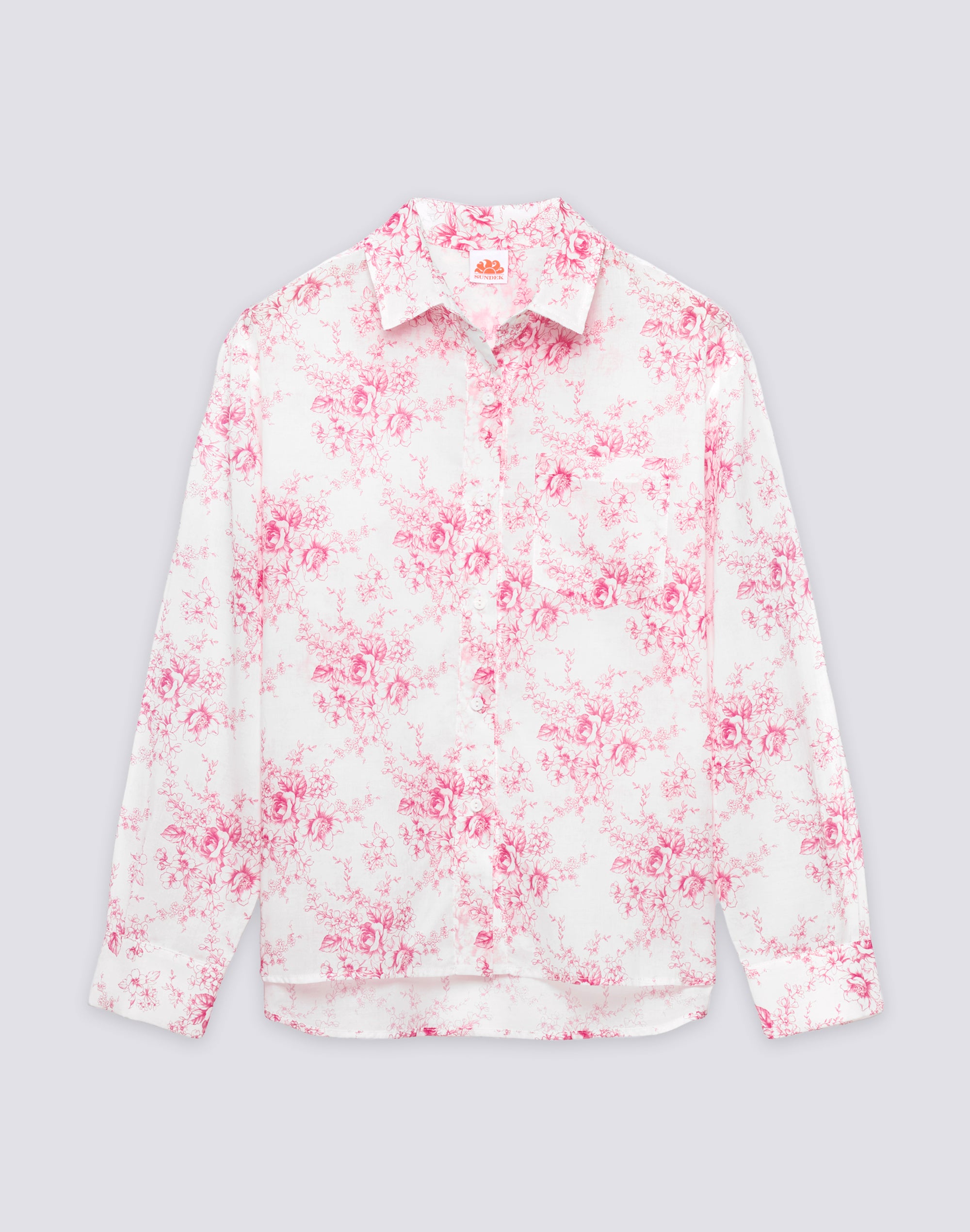 sundek-camicia-donna-a-maniche-lunghe-in-voile-di-cotone-stampa-rose-de-joie image 1