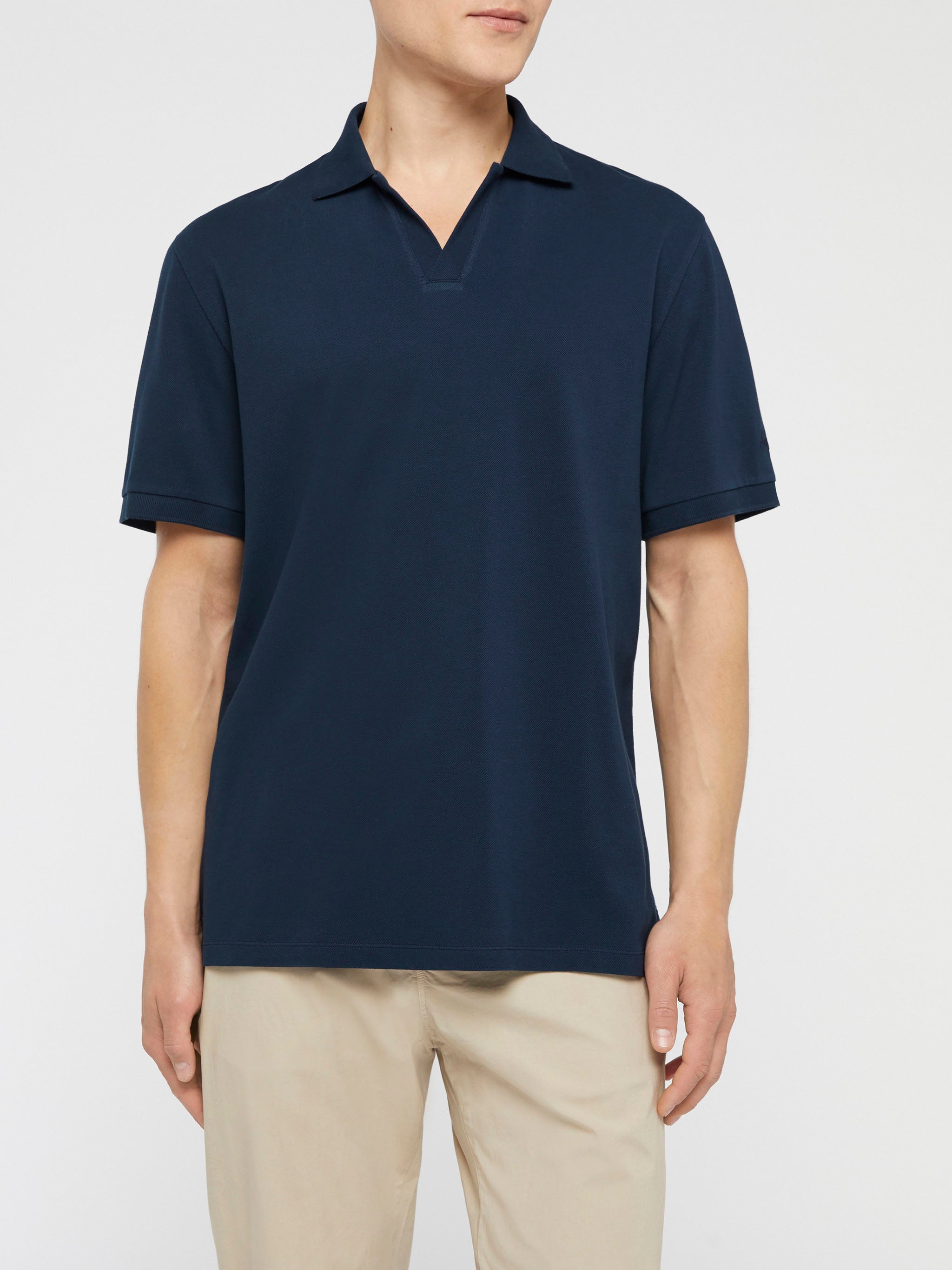 mc2-saint-barth-polo-charles-uomo-in-piquet-di-cotone-blu-navy-senza-bottoni image 1