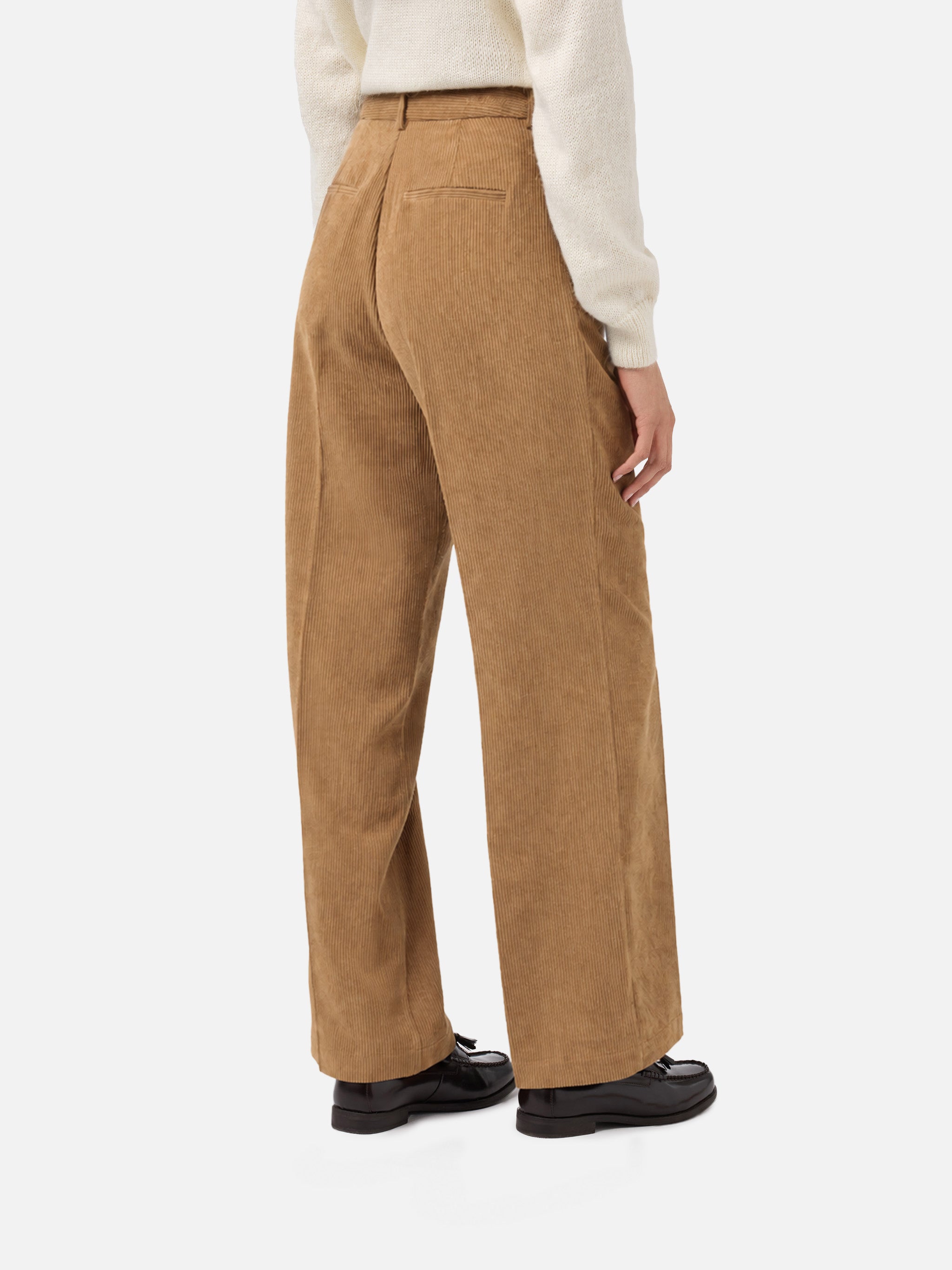 mc2-saint-barth-rebella-pantaloni-donna-gamba-ampia-in-corduroy-cammello image 3