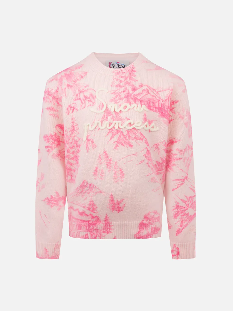 mc2-saint-barth-princess-prc0012-maglione-girocollo-bambina-rosa-toile-de-jouy image 1