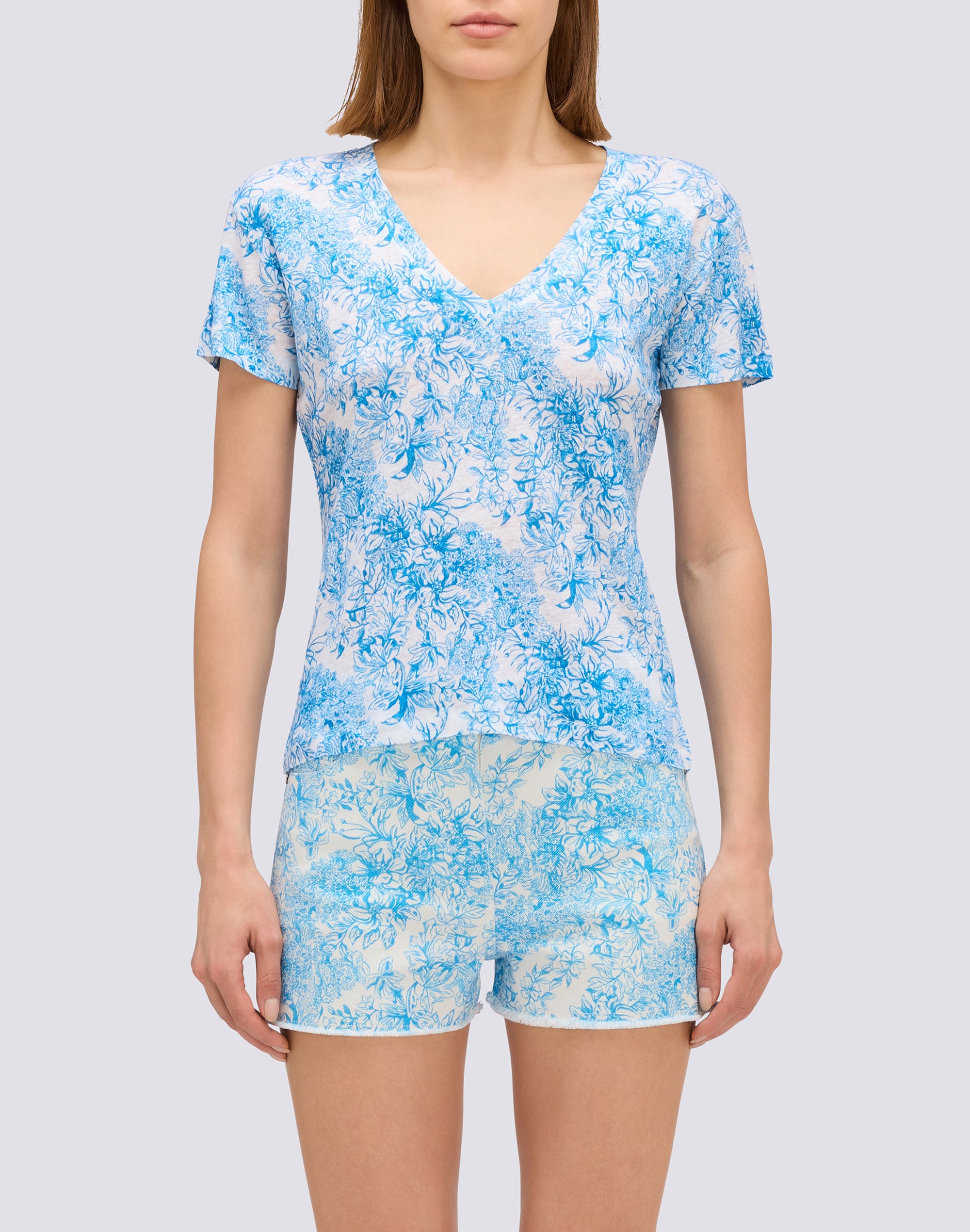 sundek-t-shirt-donna-mezze-maniche-in-lino-stampa-fleur-de-joie image 1