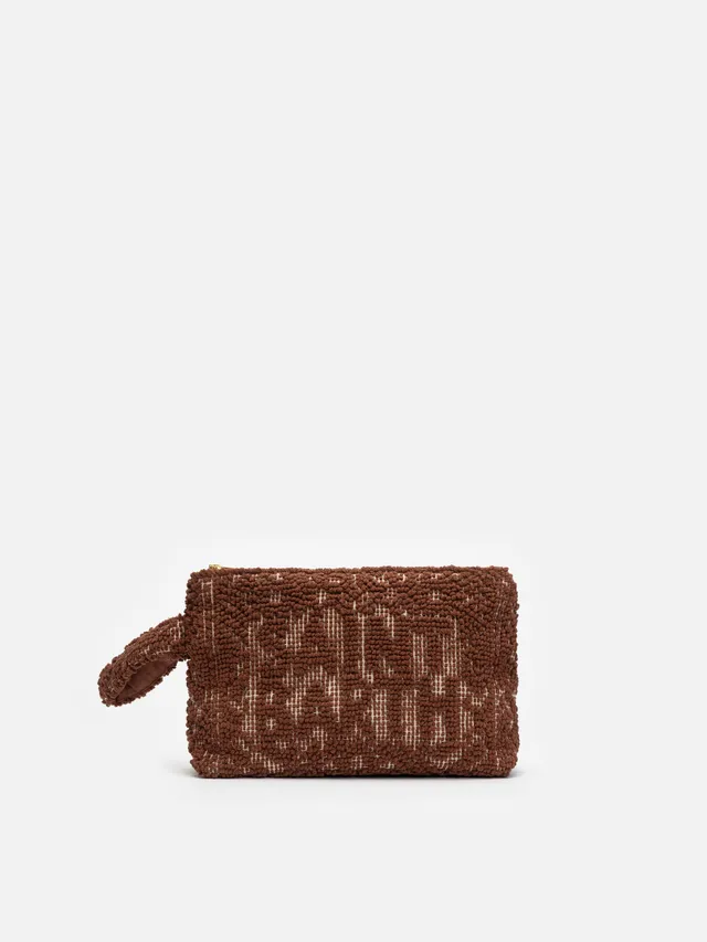 mc2-saint-barth-pochette-aline-in-cotone-marrone-con-ricamo-tufting image 1