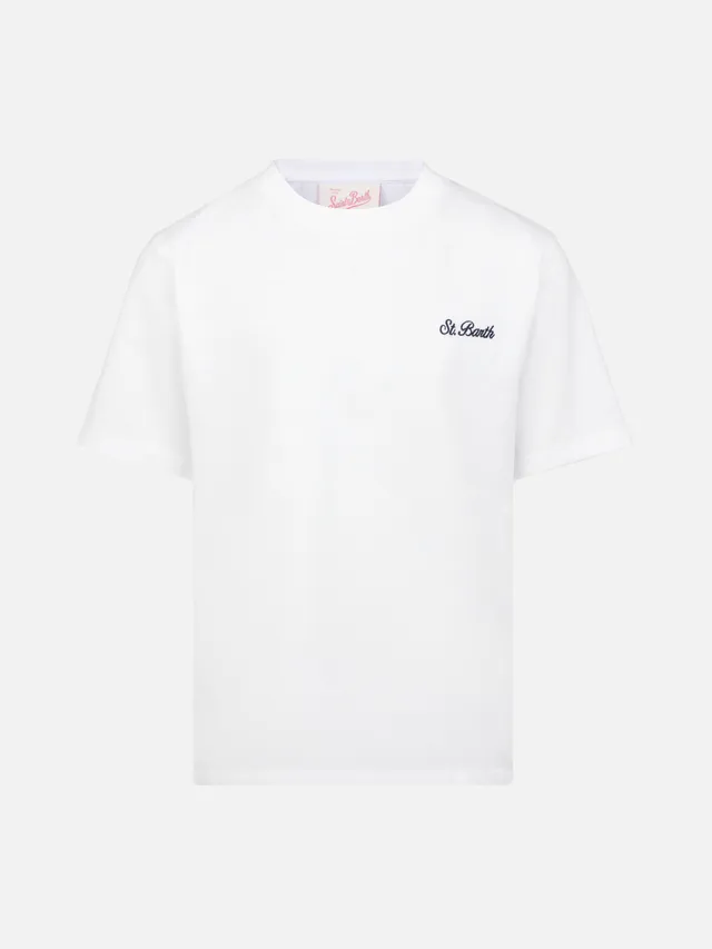 mc2-saint-barth-dover-t-shirt-bambino-cotone-bianco-ricamo-st-barth image 1