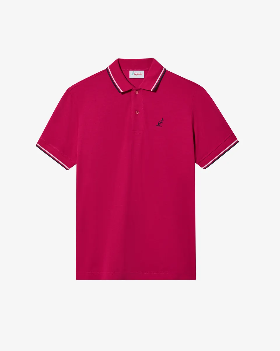 australian-league-2-stripes-polo-piquet-slim-fit-anemone image 1