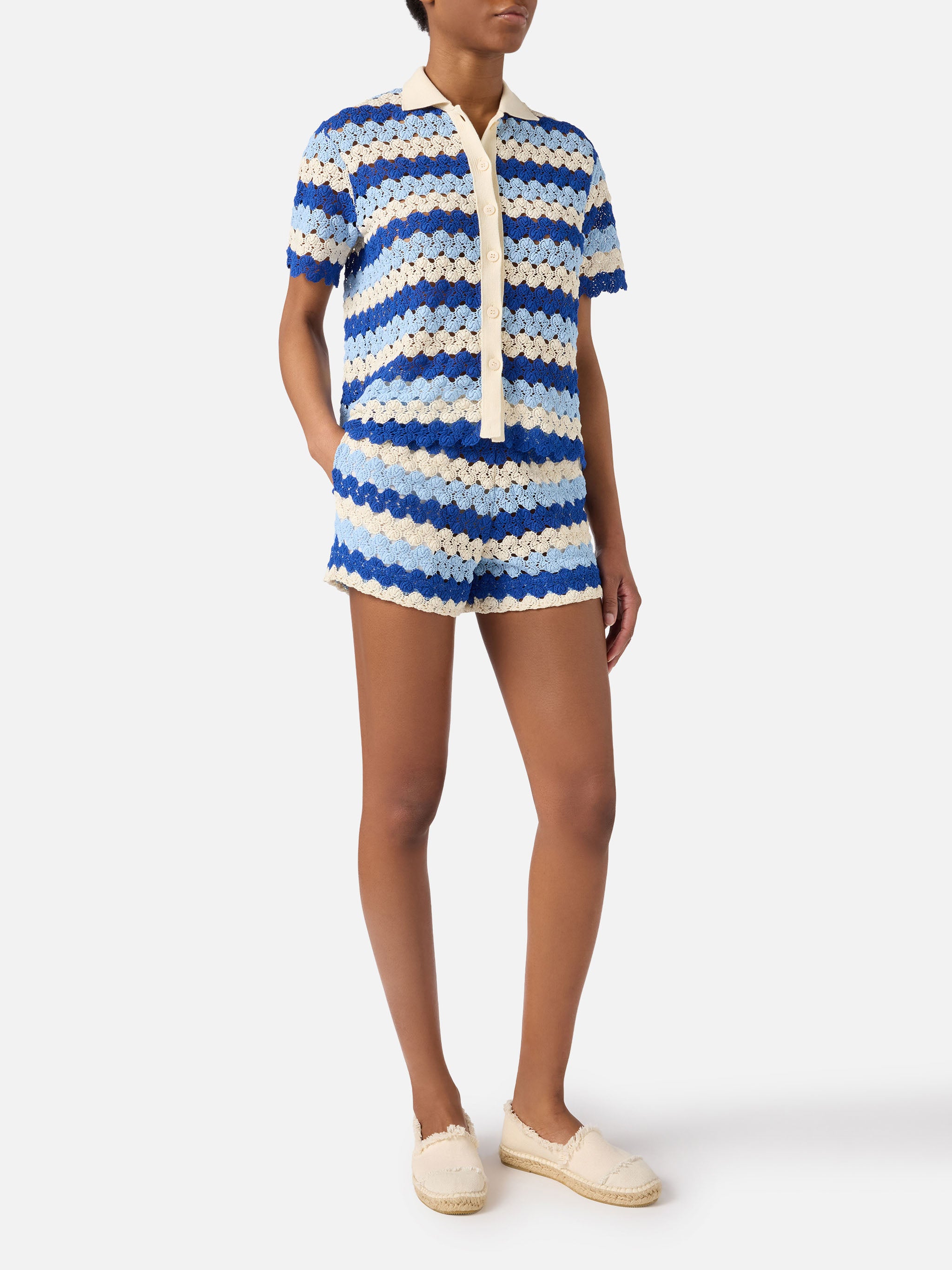 mc2-saint-barth-shorts-meave-donna-shorts-in-crochet-a-righe-blu image 2