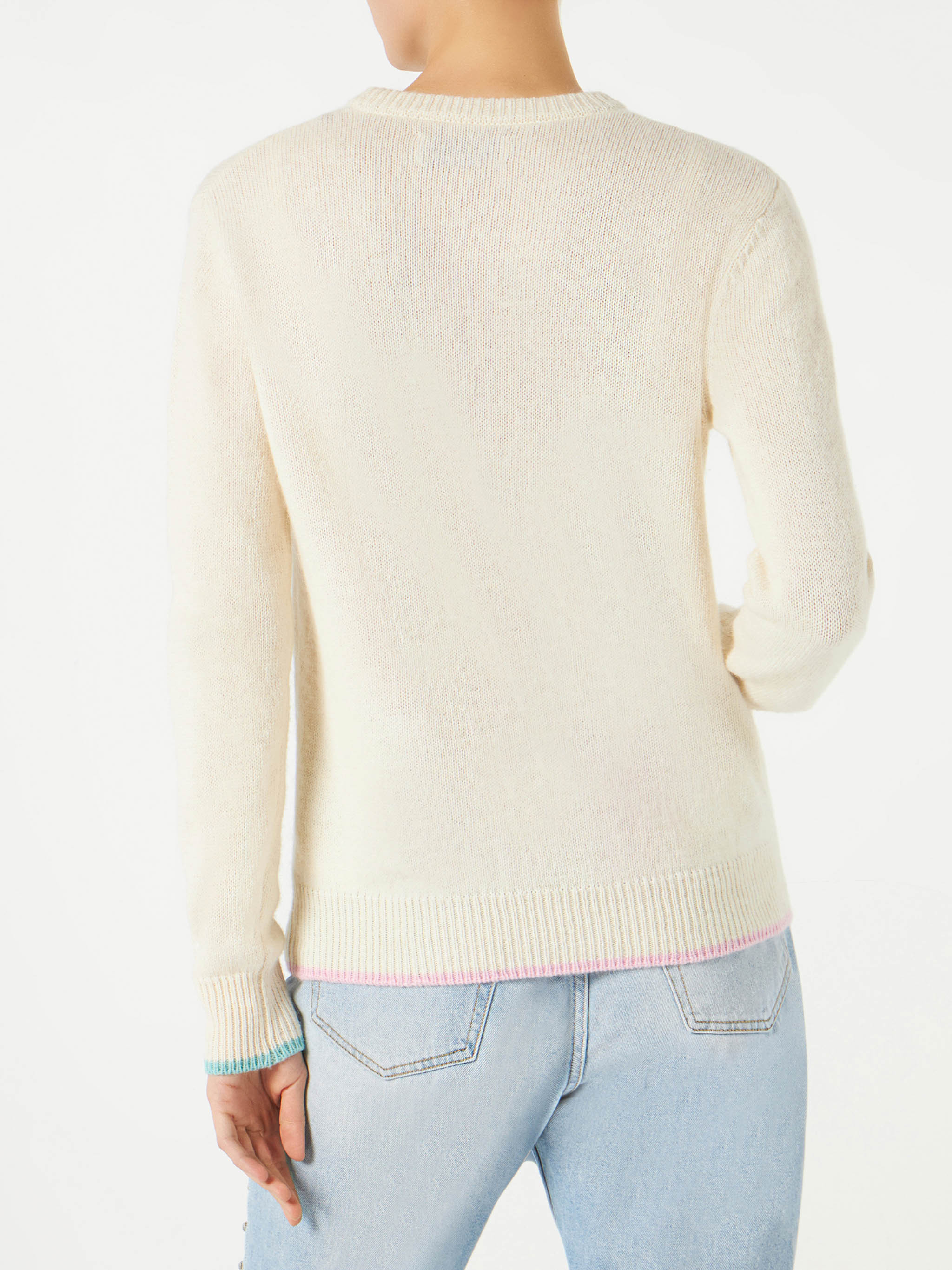 mc2-saint-barth-maglione-girocollo-garzato-danya-con-ricamo-sfrangiato-bianco image 3