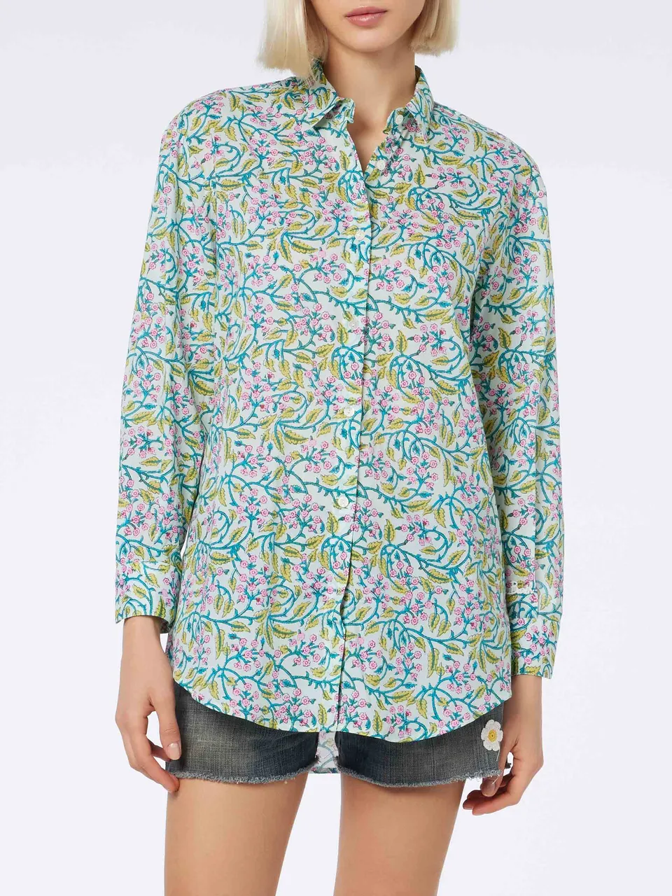 mc2-saint-barth-brigitte-camicia-donna-in-cotone-multicolor-floreale-verde image 1