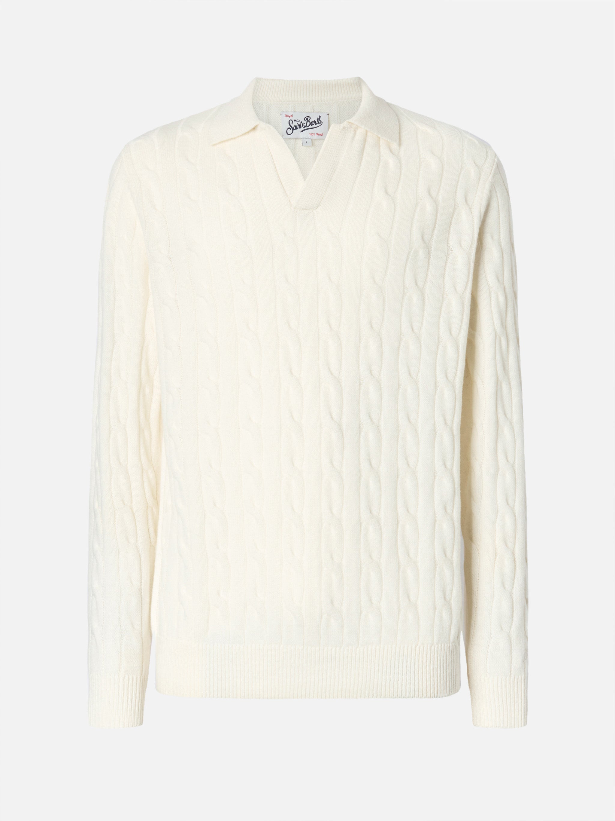 polo-in-maglia-mc2-saint-barth-downing-in-lana-merino-bianco image 5