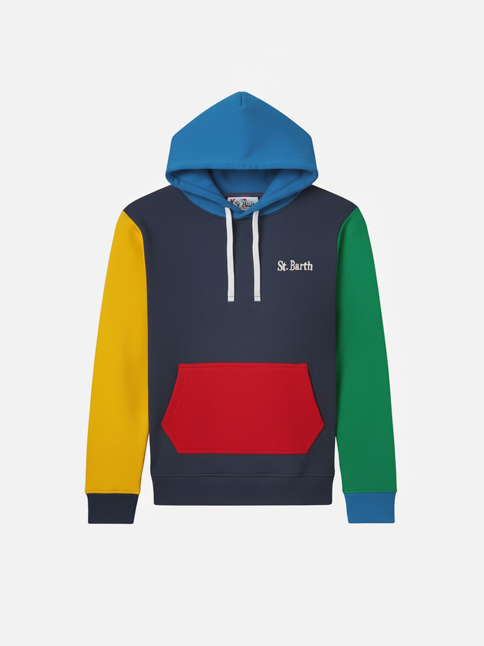 mc2-saint-barth-felpa-bambino-oliver-con-cappuccio-color-block-in-cotone image 1
