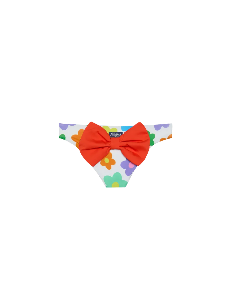 mc2-saint-barth-slip-bagno-bambina-bianco-stampa-fiori-con-fiocco-arancione image 1