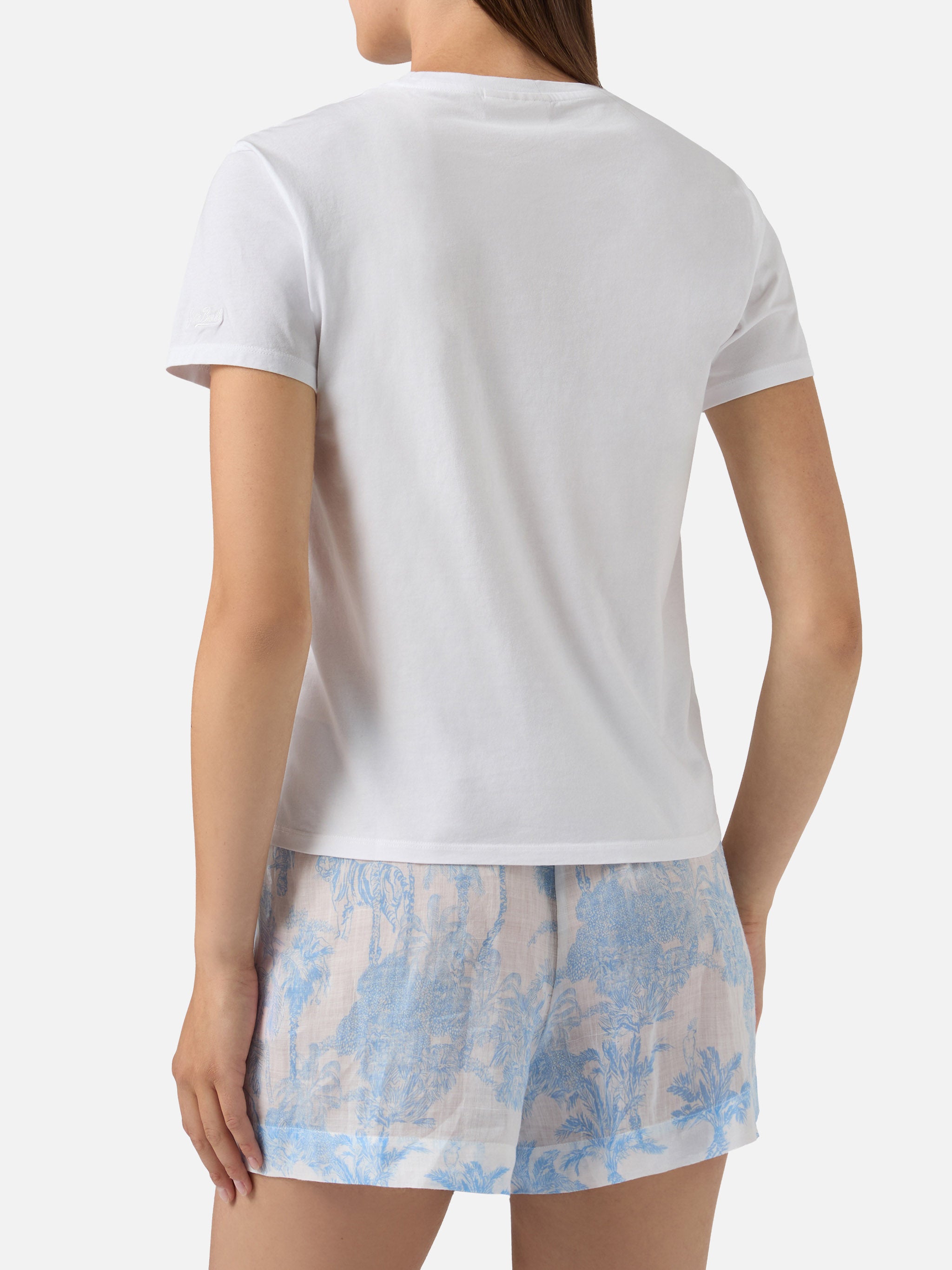 mc2-saint-barth-t-shirt-emilie-donna-in-cotone-bianco-con-ricamo-cocktail-perlin image 3