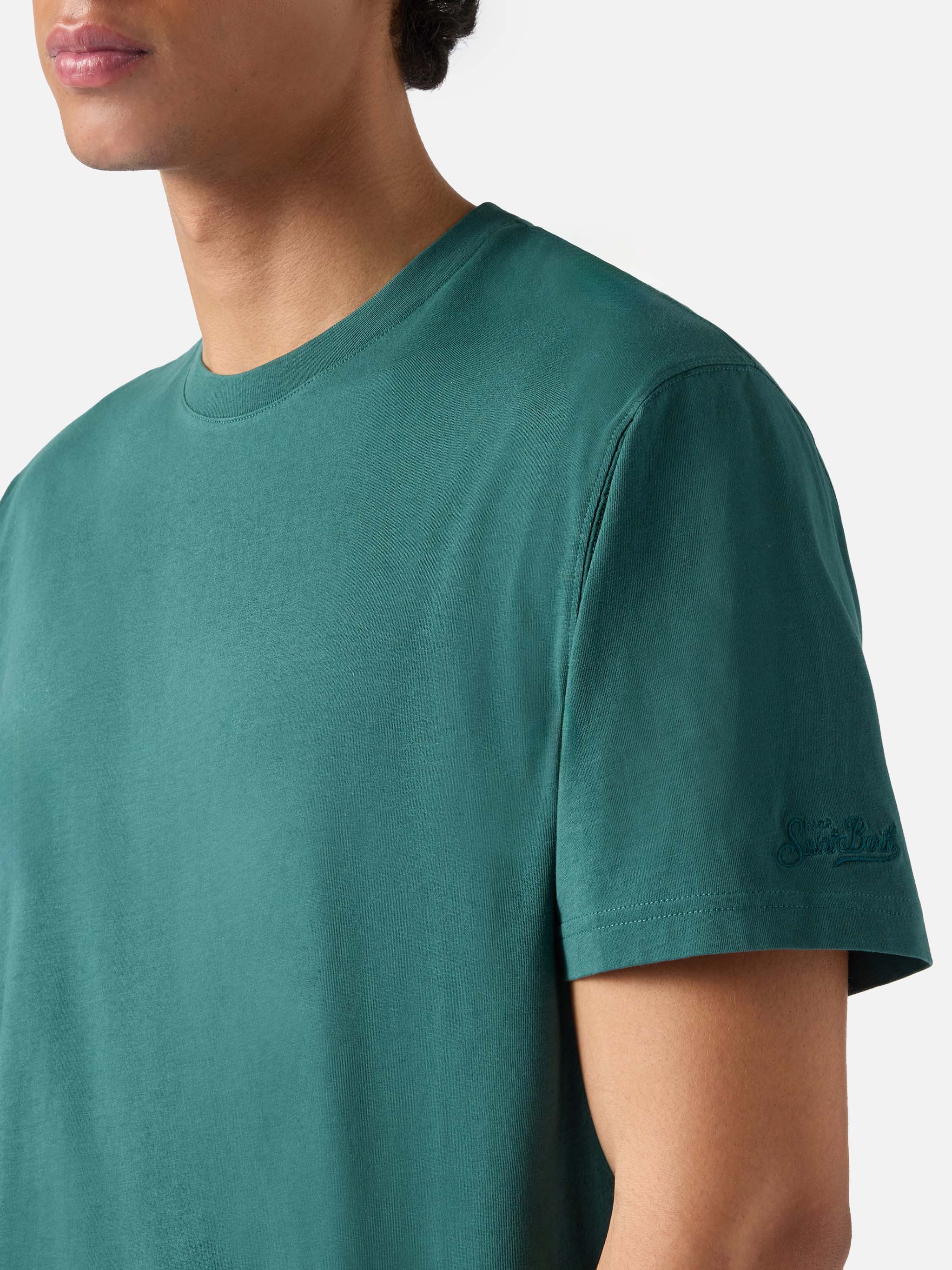 mc2-saint-barth-dover-t-shirt-uomo-verde-in-cotone-con-ricamo-logo image 3