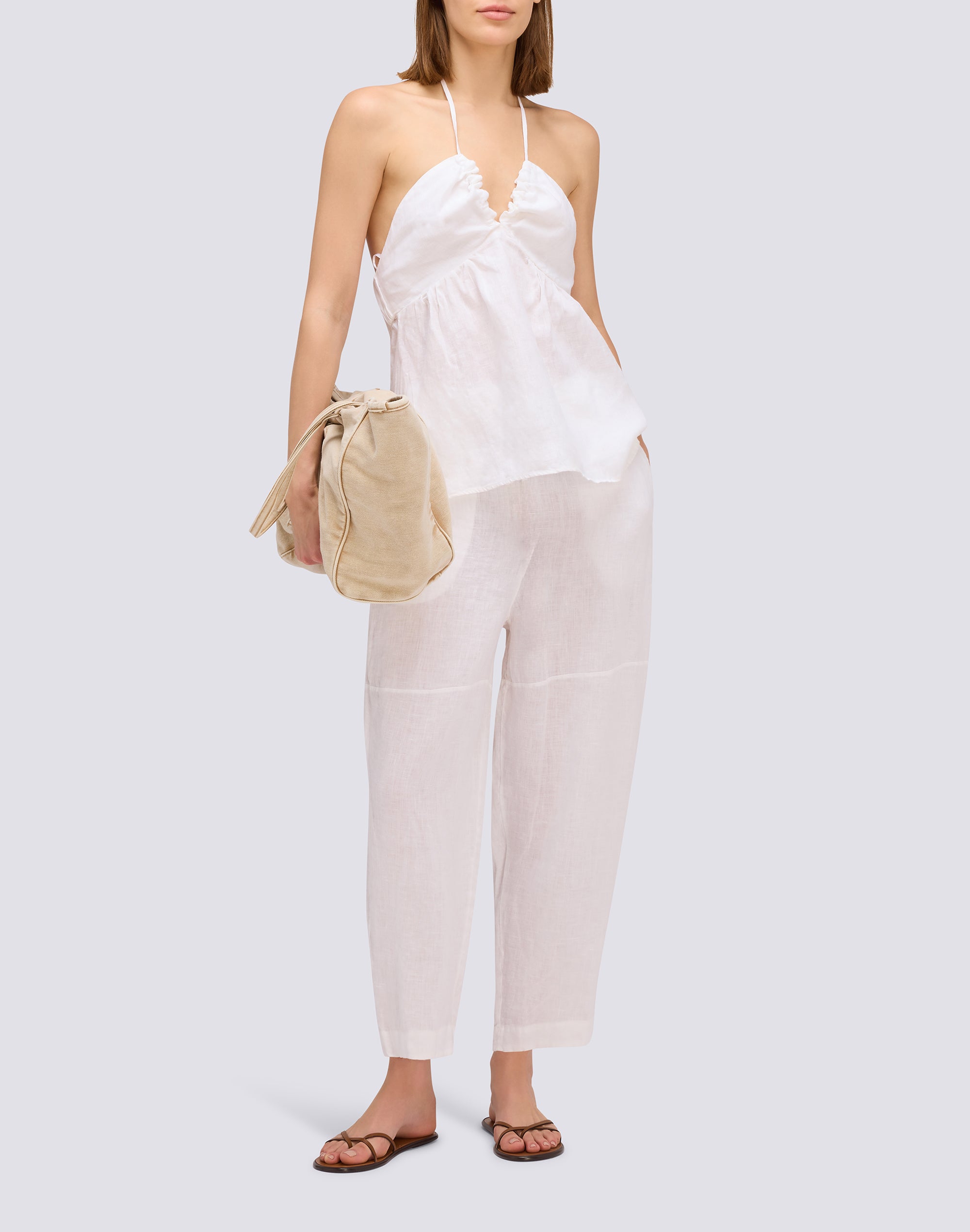 sundek-pantaloni-lunghi-donna-in-lino-tinto-capo-vita-elasticizzata image 3