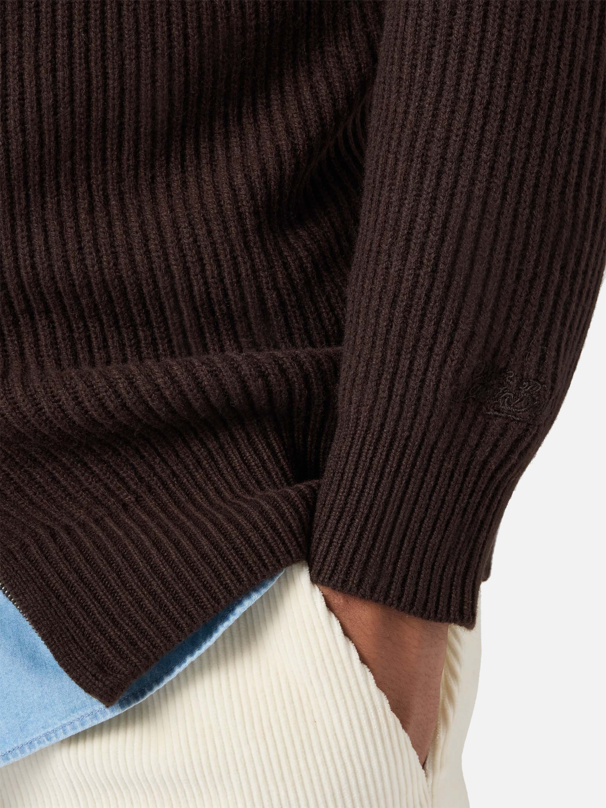 cardigan-full-zip-preston-mc2-saint-barth-in-pura-lana-merino-marrone-scuro image 4