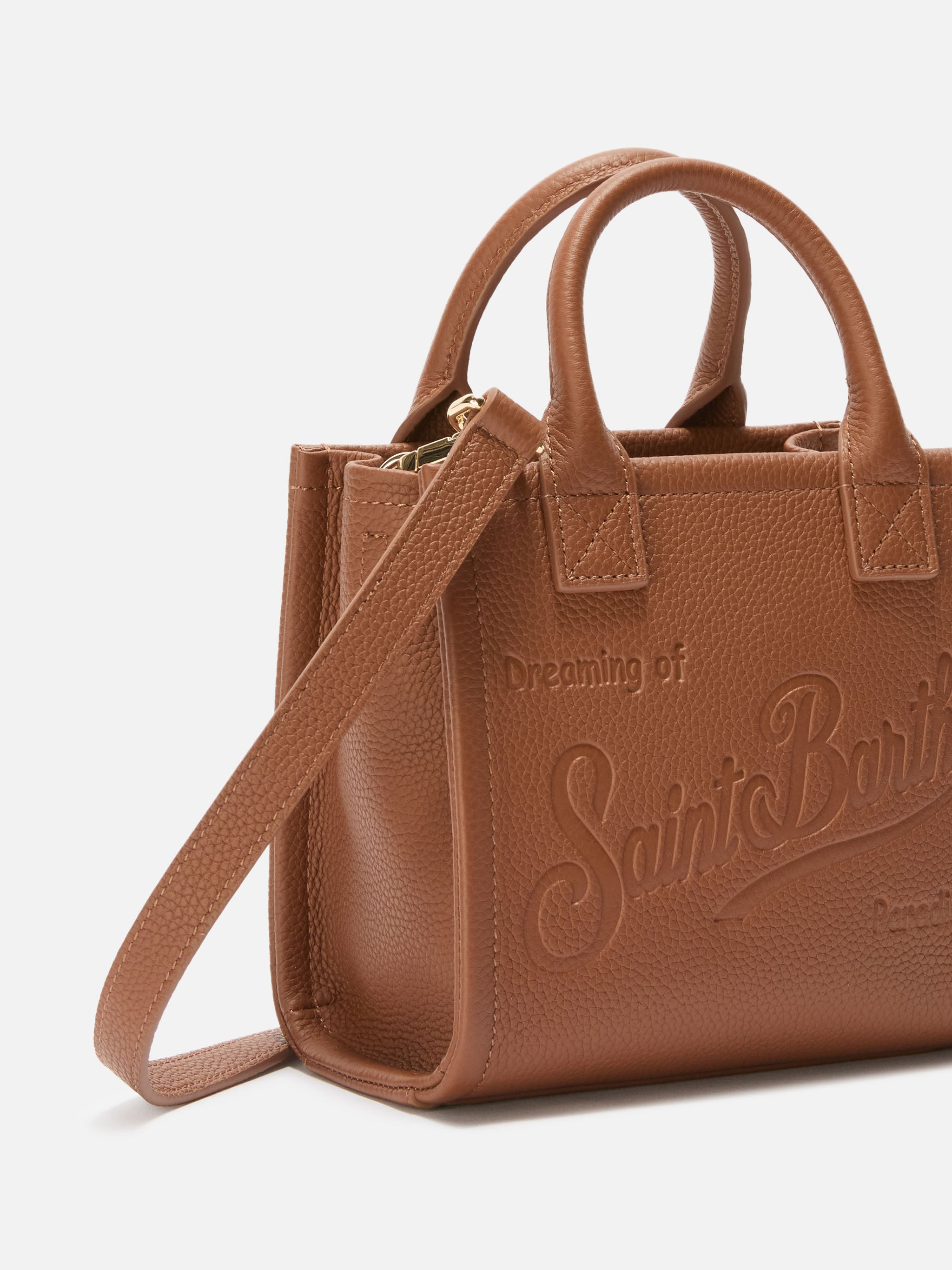 mc2-saint-barth-vanity-bag-mini-pelle-martellata-cammello image 3