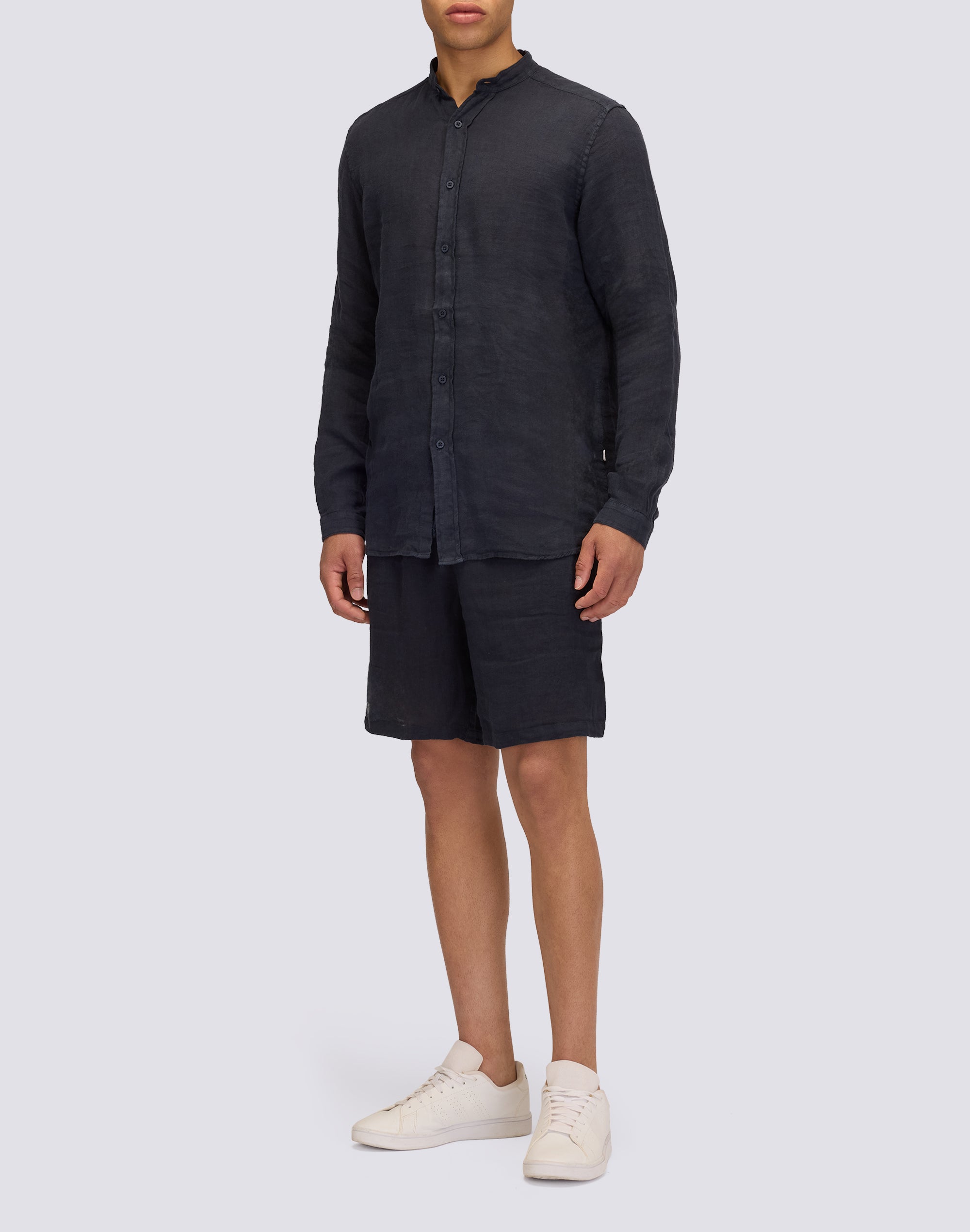 sundek-goldenwave-camicia-uomo-in-lino-tinto-capo-con-collo-alla-coreana image 4