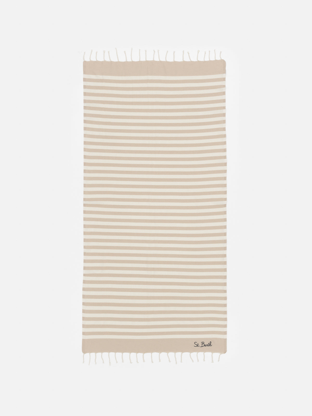 mc2-saint-barth-foutas-telo-mare-a-righe-beige-e-bianco-in-cotone-jacquard image 1