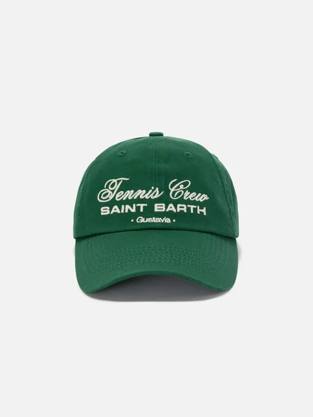 cappellino-baseball-mc2-saint-barth-con-visiera-in-cotone-verde-e-ricamo-tennis- image 1