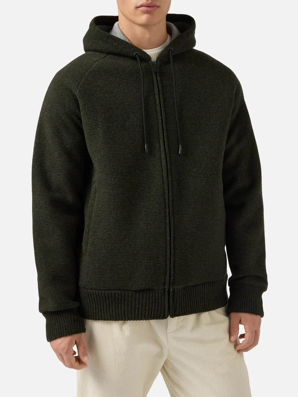 mc2-saint-barth-giacca-carrell-knit-uomo-verde-militare-con-zip-e-cappuccio image 1
