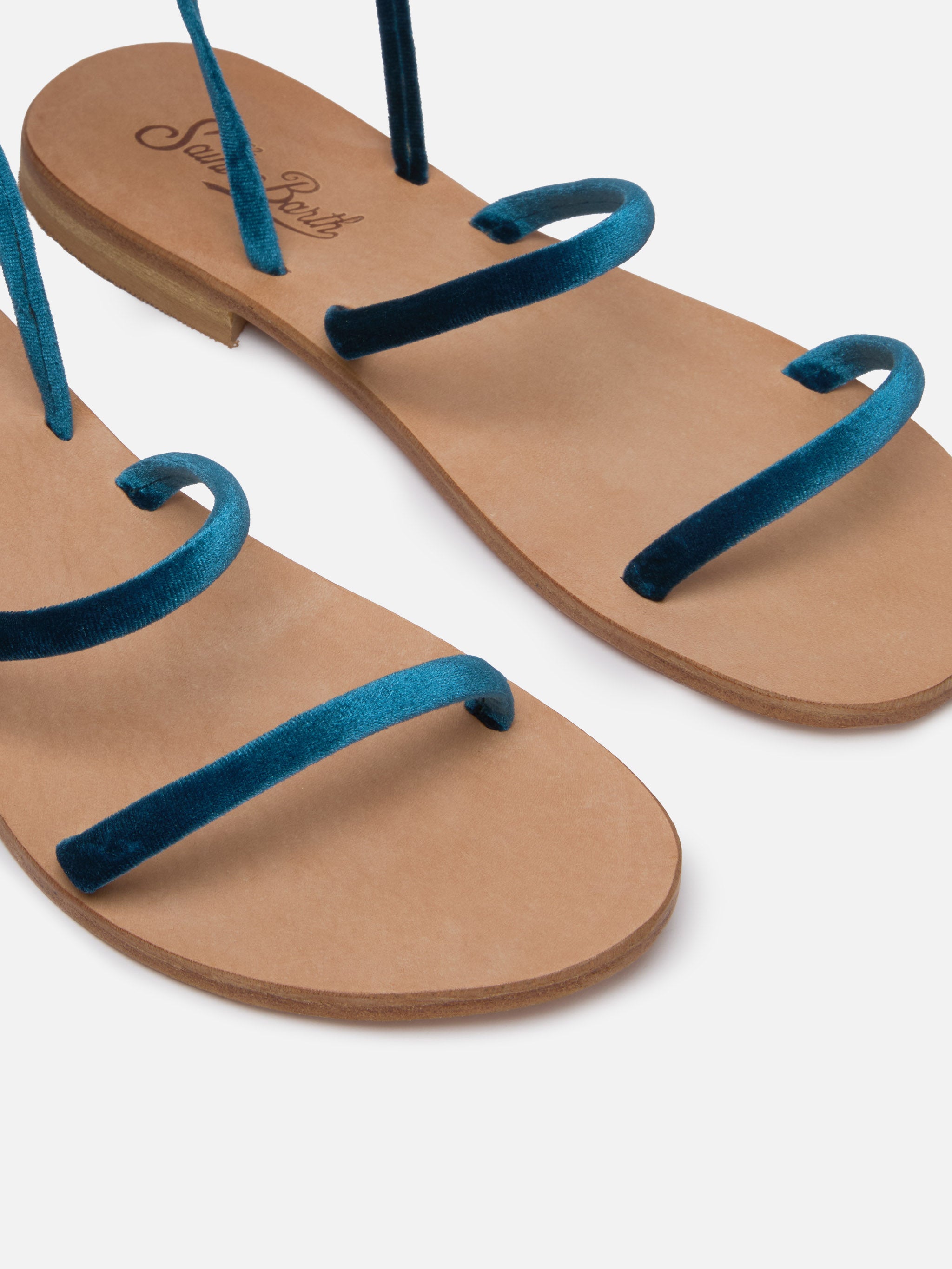 mc2-saint-barth-wrap-sandali-flat-capresi-in-velluto-turchese image 3