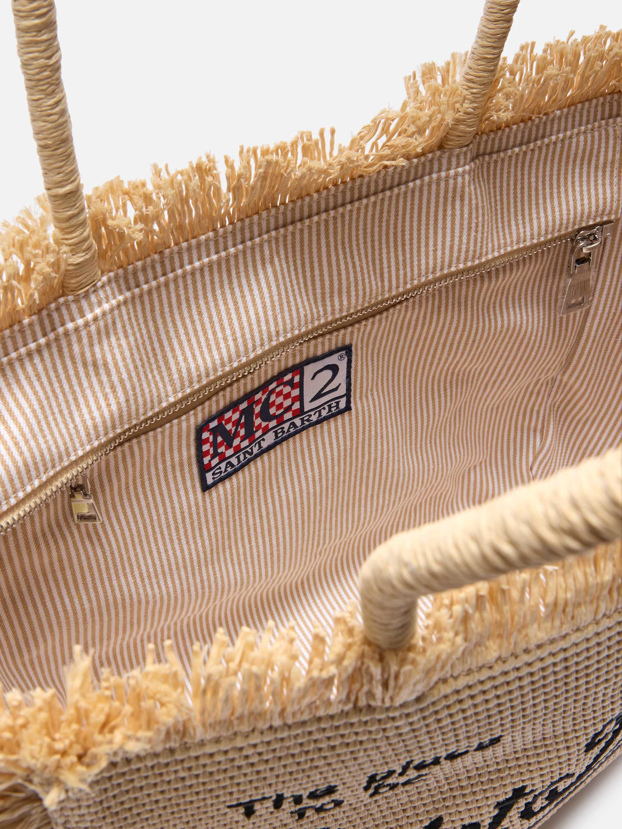 borsa-vanity-regular-mc2-saint-barth-effetto-paglia-con-logo-ricamato image 5