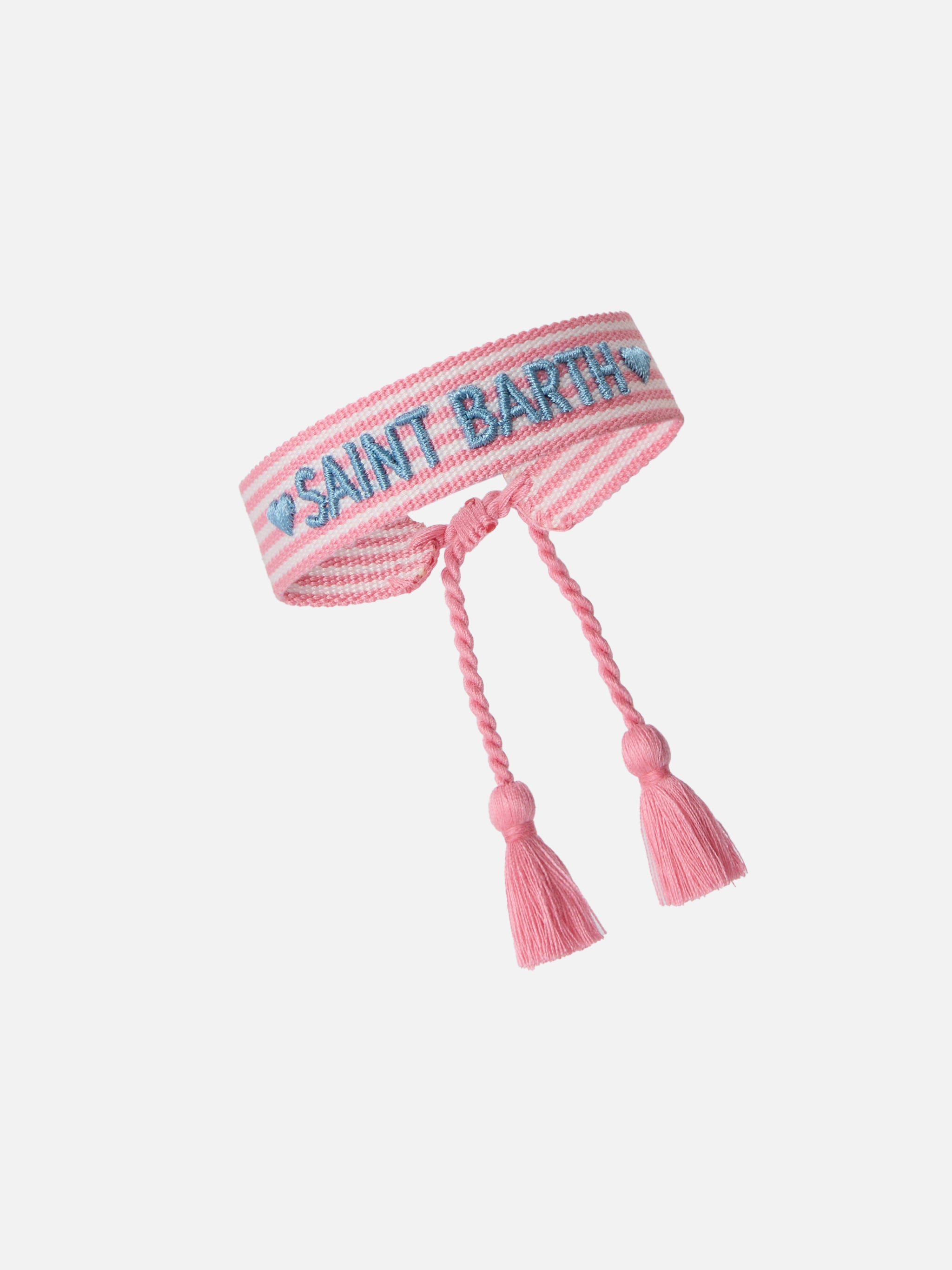 mc2-saint-barth-bracciale-in-tessuto-a-righe-rosa-con-ricamo image 2