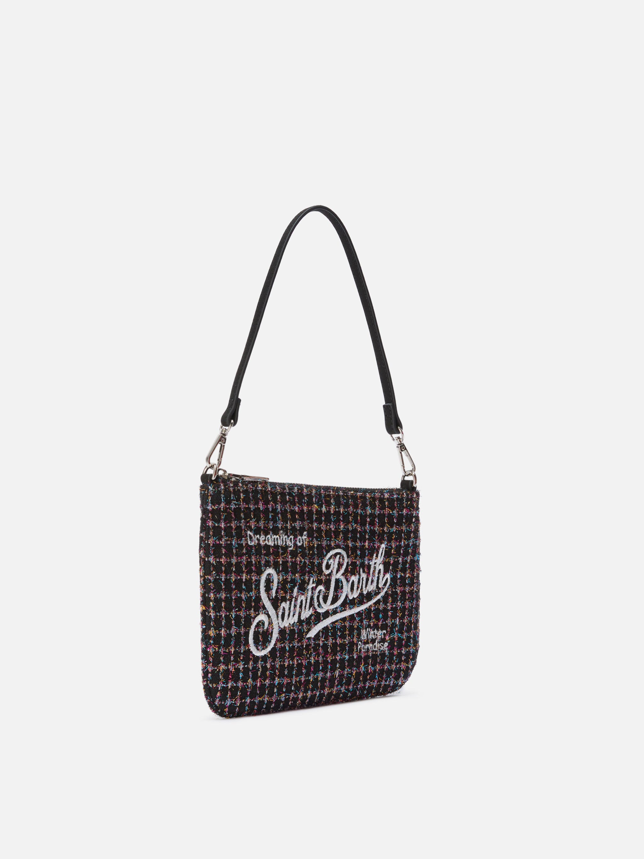mc2-saint-barth-parisienne-mini-tweed-borsetta-a-spalla-nera-shiny image 3