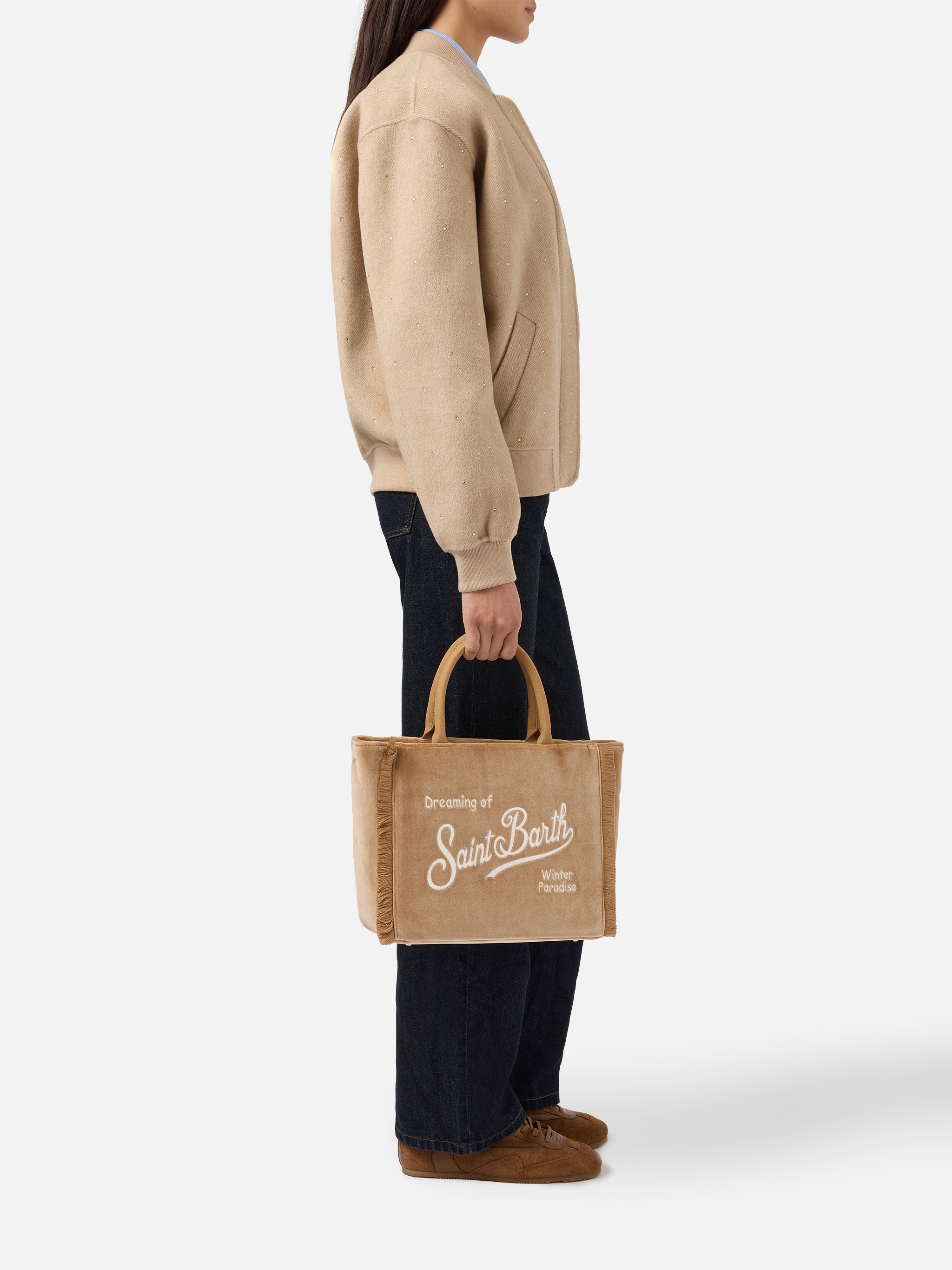 mc2-saint-barth-colette-velvet-borsa-a-mano-beige-in-velluto image 2